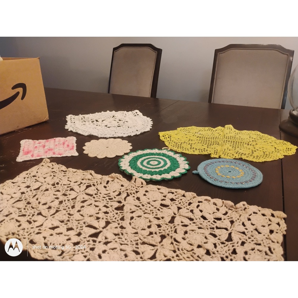 Vintage Handmade Crochet Doilies Lot Table Runner Round Square Floral Multi